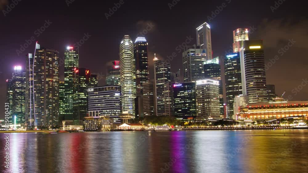 Singapore Night view of skyscrapers time lapse Singapore Night view of skyscrapers time lapse