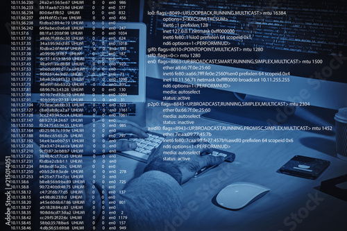 Man hacking server in dark ...