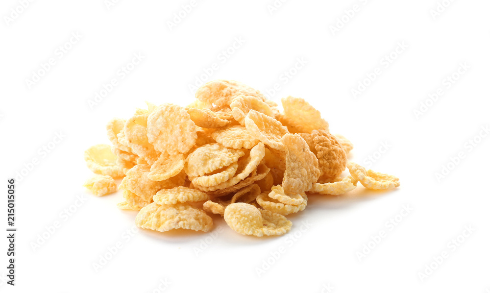 Corn flakes on white background. Healthy grains and cereals Corn flakes on white background. Healthy grains and cereals