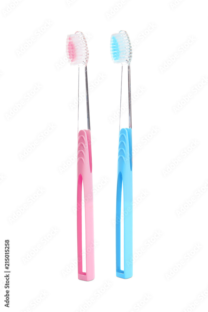 Manual toothbrushes on white background. Dental care Manual toothbrushes on white background. Dental care