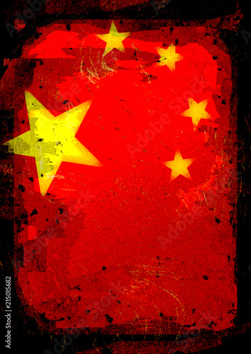The Chinese flag - Painted grunge flag, brush strokes.