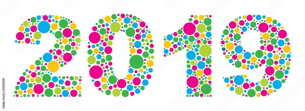 2019 Numeral Silhouette with Polka Dots vector illustration 2019 Numeral Silhouette with Polka Dots vector illustration