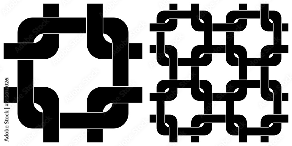 Single layer of flat style vector illustration of network linkage or chain link fence on transparent background. Single layer of flat style vector illustration of network linkage or chain link fence on transparent background.