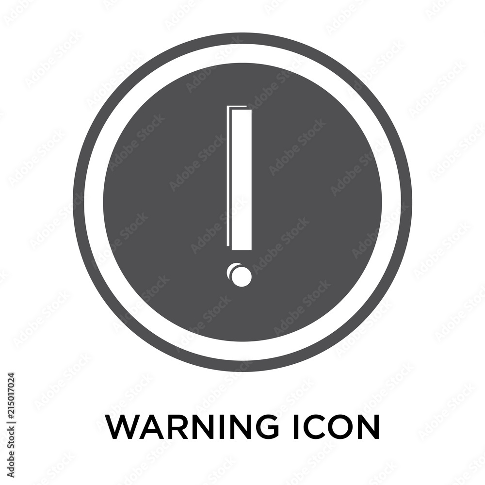 Warning icon vector sign and symbol isolated on white background, Warning logo concept Warning icon vector sign and symbol isolated on white background, Warning logo concept