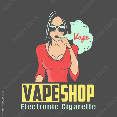 Color Vintage Emblem.For vape shop.vector illustration