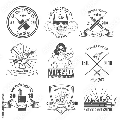 Set of Vintage Emblems.For vape shop.vector illustration