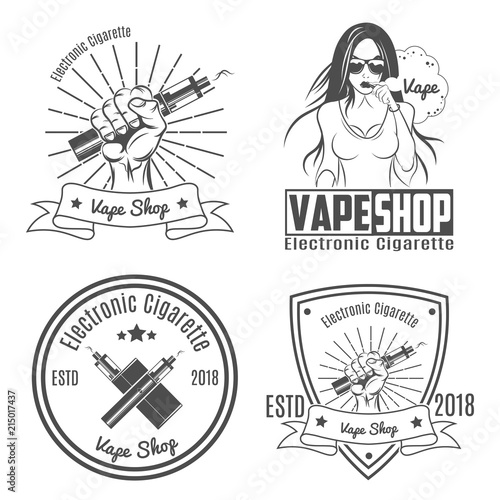 Set of Vintage Emblems.For vape shop.vector illustration