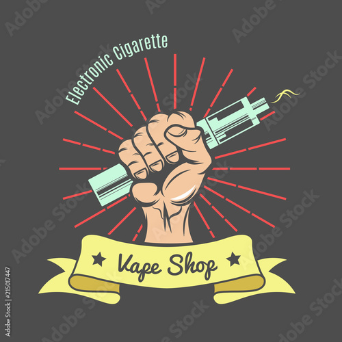Color Vintage Emblem.For vape shop.vector illustration
