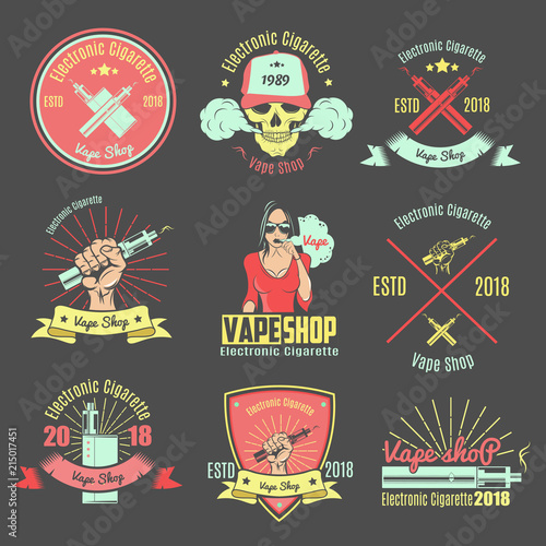 Color Vintage Emblem.For vape shop.vector illustration