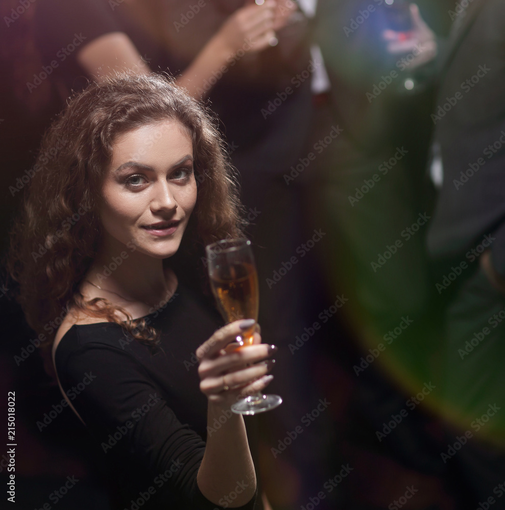 stylish young woman with glass of champagne stylish young woman with glass of champagne