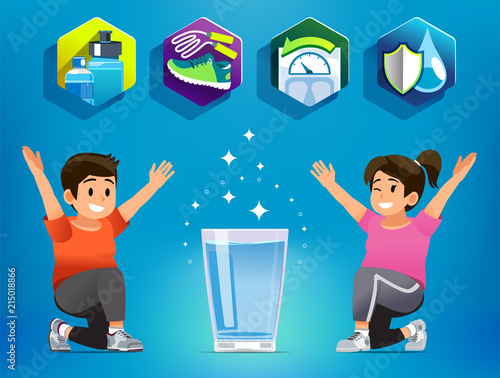 Drinking water for physical exercise for obese people. Most appropriate drink of person who want to lose weight. Health begins with eating.
