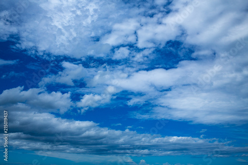 Fototapeta Naklejka Na Ścianę i Meble -  Blue sky background with White fluffy clouds texture, Abstract natural