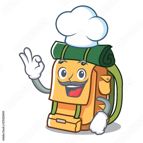 Chef backpack character cartoon style