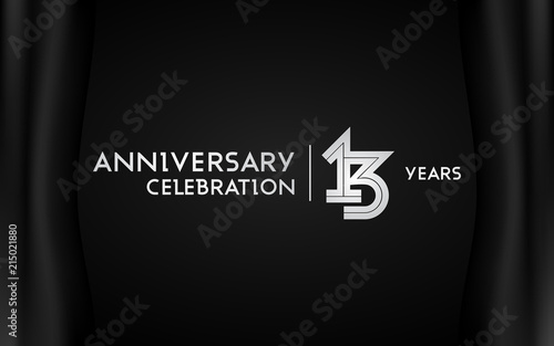 13 Years Anniversary Logotype with Silver Multi Linear Number Isolated on Dark Background