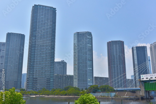 High-Rise Tower Mansions with Blue Sky At Shinonome, Tokyo