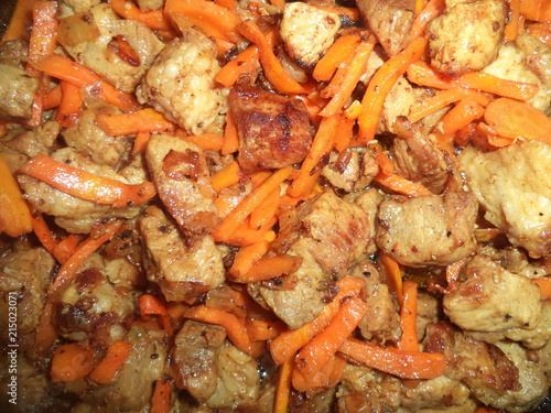 pieces of fried meat with vegetables