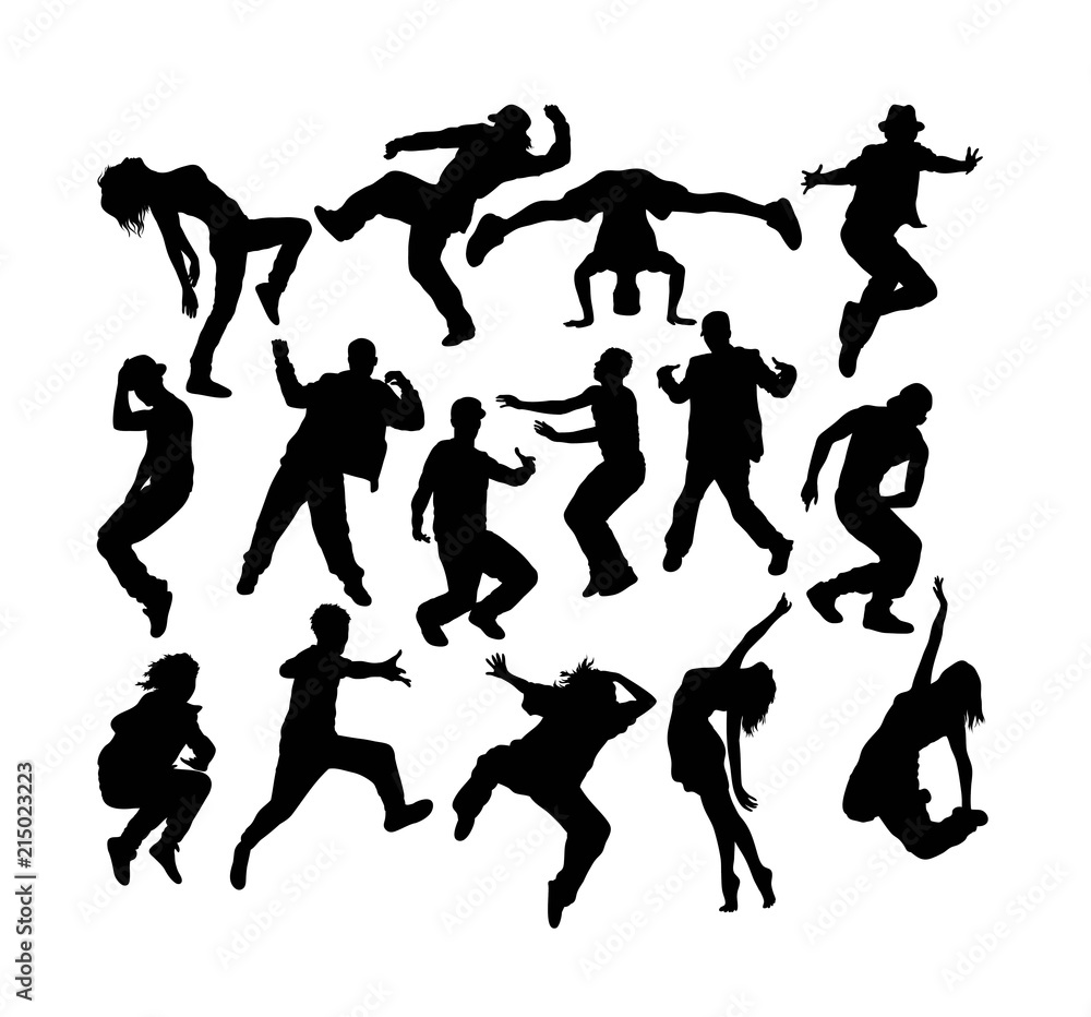 Cool Hip Hop Dancing Silhouettes, art vector design Cool Hip Hop Dancing Silhouettes, art vector design