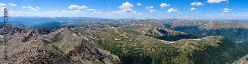 Top of Mountains - A summer panoramic view of rolling mountain ridges and high peaks in Front Range of Colorado Rockies, seen from summit of Torreys Peak (14,267 ft). Colorado, USA.