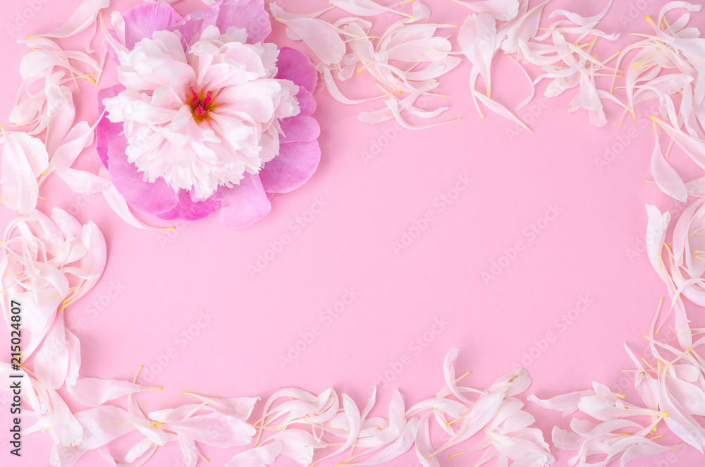 Creative layout of flower and petals