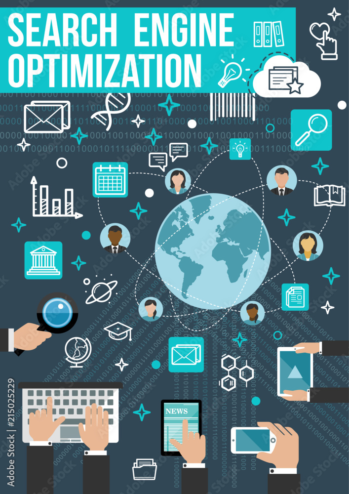 SEO optimization banner. Web business design SEO optimization banner. Web business design