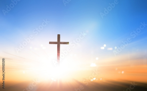 Cross on blurred sky backgr...