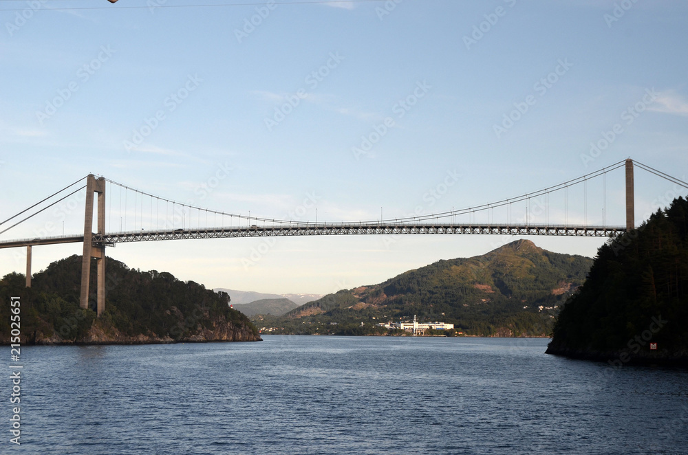 Car bridge across Sognefjord near Bergen,Norway