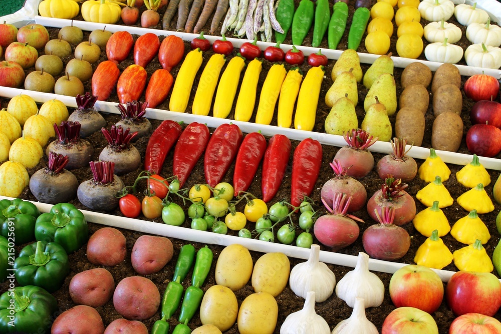 Colorful display of vegetables and fruit Colorful display of vegetables and fruit