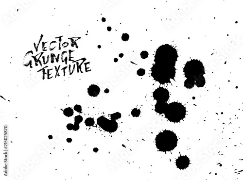 Handdrawn grunge texture. Abstract ink drops background. Black and white grunge illustration. Vector watercolor artwork pattern.