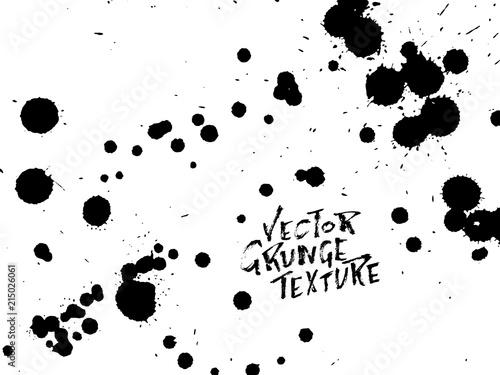 Handdrawn grunge texture. Abstract ink drops background. Black and white grunge illustration. Vector watercolor artwork pattern.