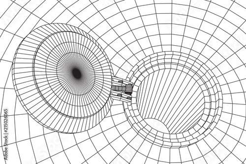 Cover rocket silo intercontinental ballistic missile. Wireframe low poly mesh vector illustration