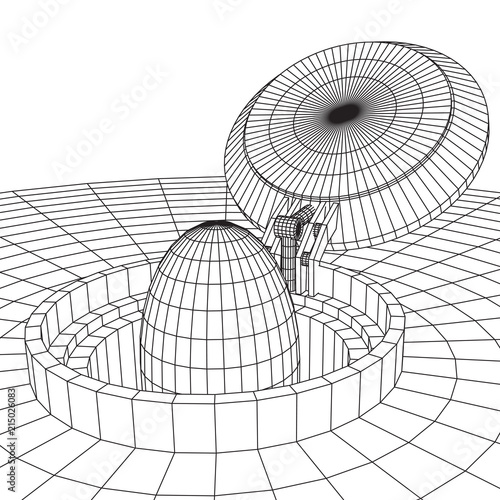Cover rocket silo intercontinental ballistic missile. Wireframe low poly mesh vector illustration