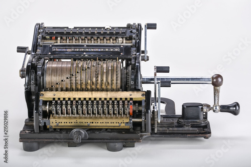 Mechanical calculator with the shrouds removed
