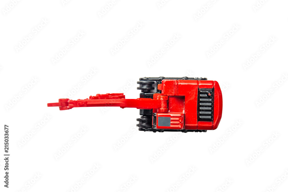 Car toy diecast on the white background , Top view .  (clipping path)