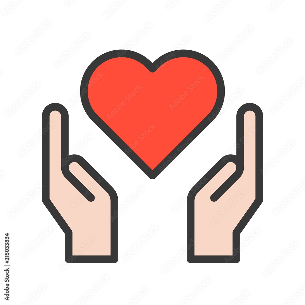 Hand and heart, healthcare icon set Hand and heart, healthcare icon set