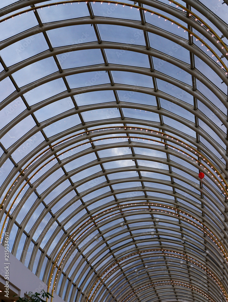 Semi conical shaped glass ceiling