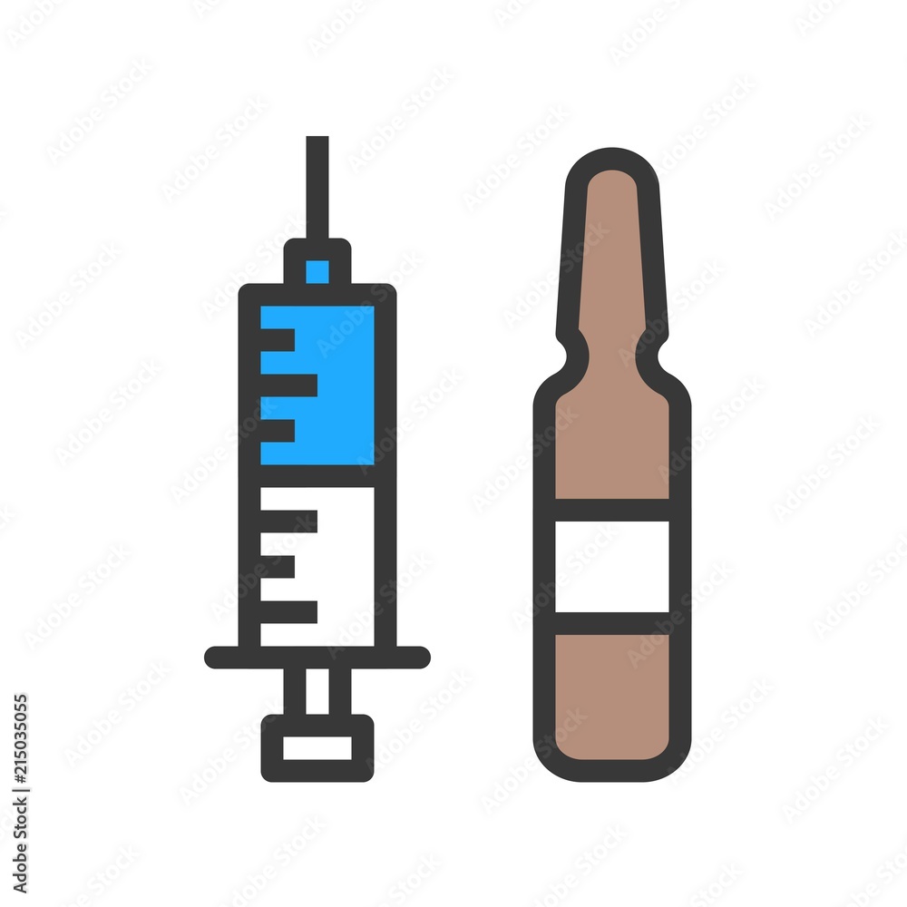 syringe with medicine ampoule filled outline icon syringe with medicine ampoule filled outline icon