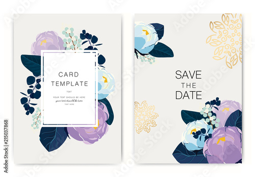 Wedding Invitation, floral invite thank you, rsvp modern card Design colorful flower Vector elegant rustic template