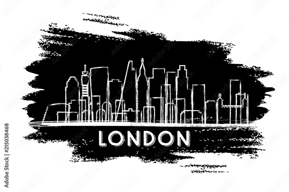 London Skyline Silhouette. Hand Drawn Sketch.