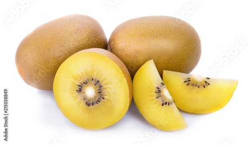 yellow kiwi fruit on white