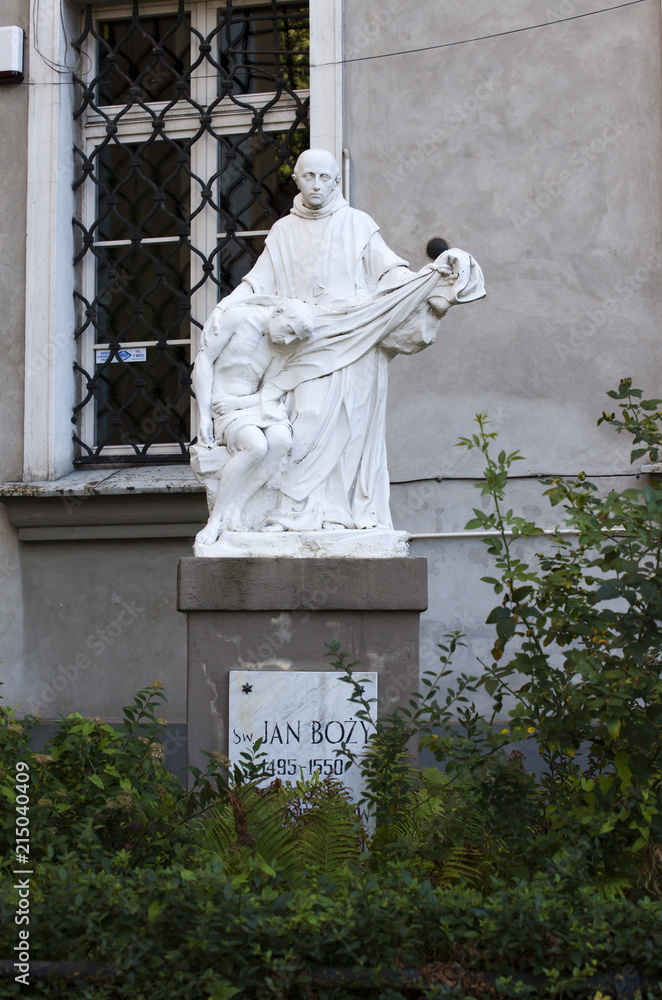 Sculpture of the memory of the John of God  near the Church of the Holy Trinity of the Order of the Bonifratri in Wroclaw