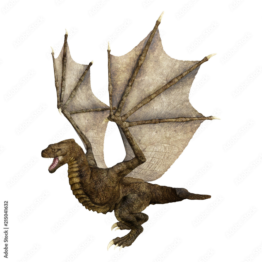 Fototapeta premium 3D Rendering Fantasy Dragon on White