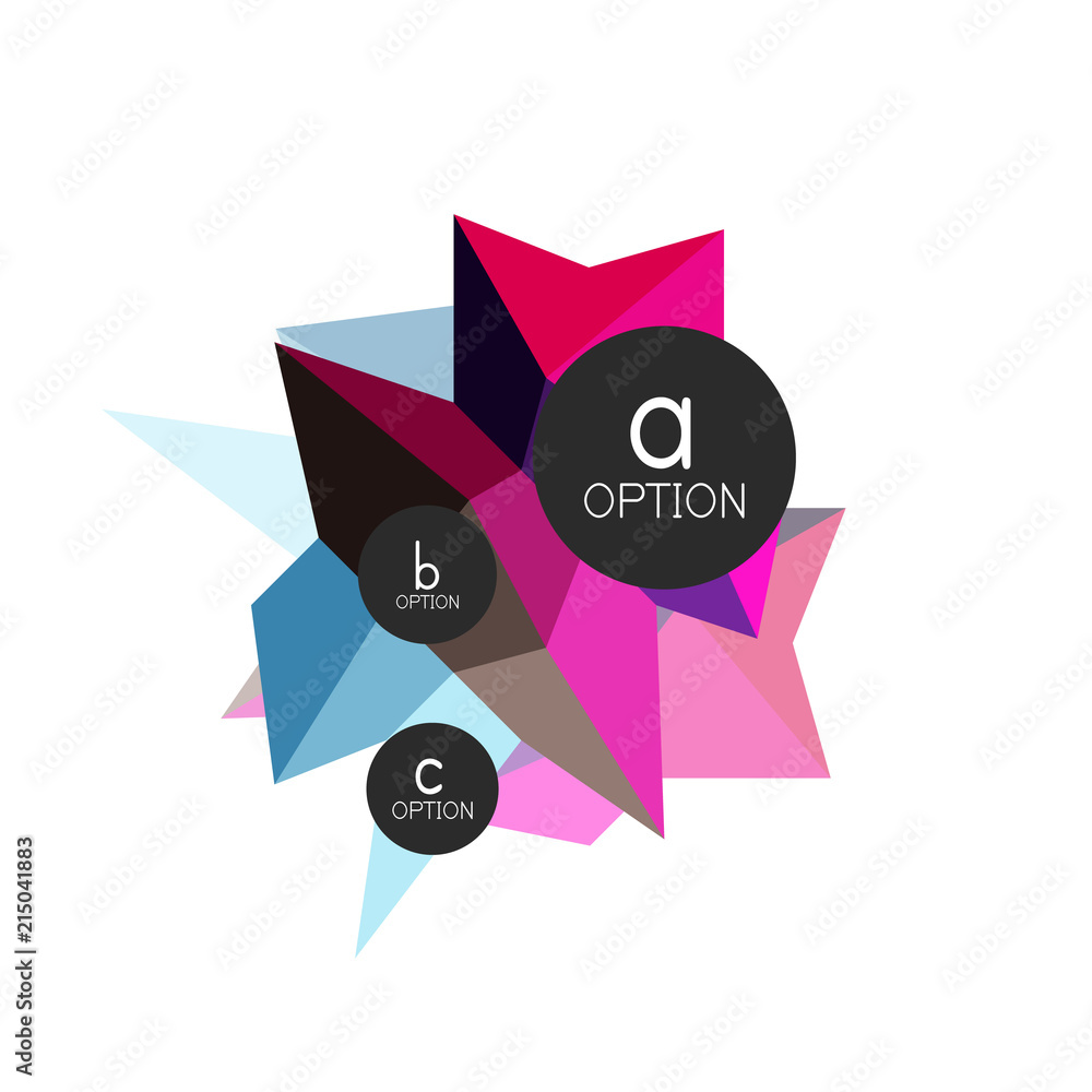 Abstract colorful geometric option infographics design template with sample abc options. Abstract background for business presentation or information banner Abstract colorful geometric option infographics design template with sample abc options. Abstract background for business presentation or information banner