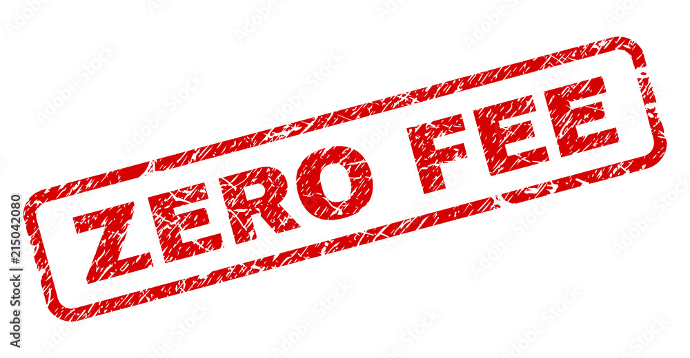 ZERO FEE stamp seal watermark with grunge style. Red vector rubber print of ZERO FEE title with grunge texture. Text tag is placed inside rounded rectangle frame. ZERO FEE stamp seal watermark with grunge style. Red vector rubber print of ZERO FEE title with grunge texture. Text tag is placed inside rounded rectangle frame.