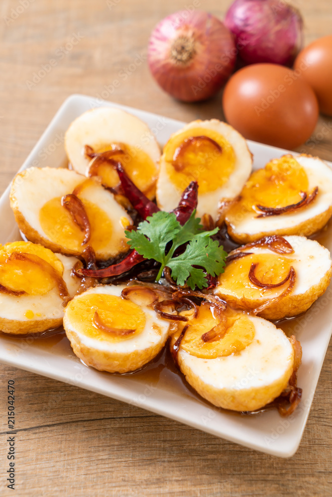 Fried Boiled Egg with Tamarind Sauce