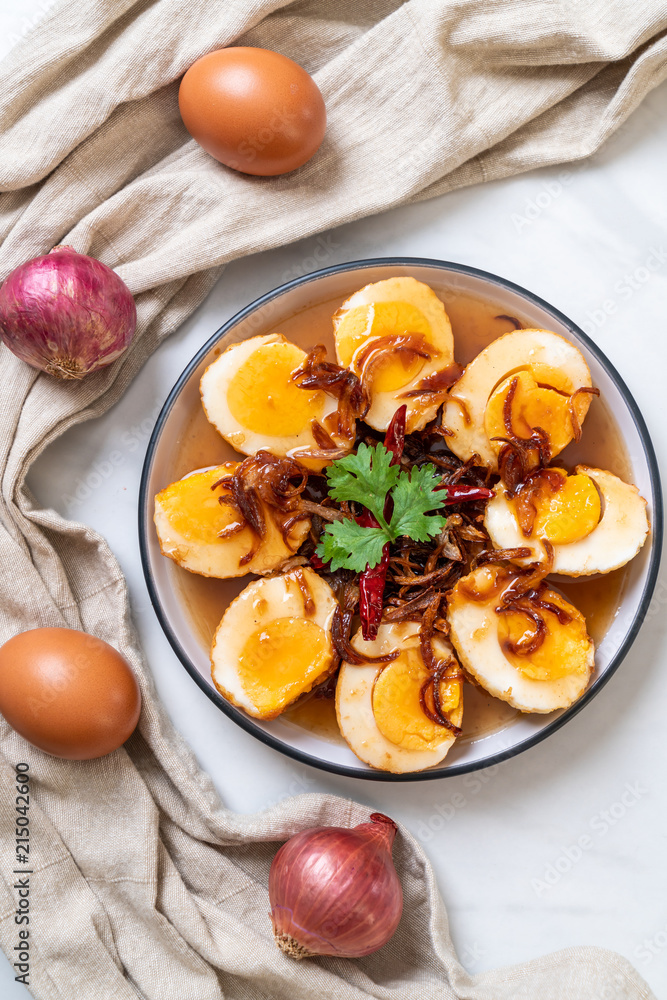 Fried Boiled Egg with Tamarind Sauce