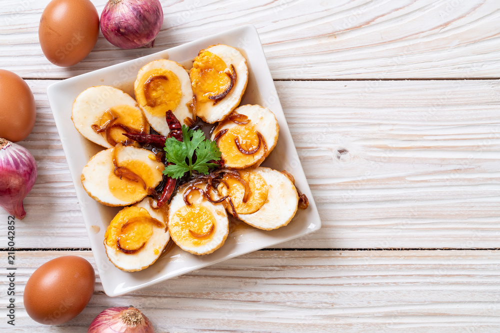 Fried Boiled Egg with Tamarind Sauce Fried Boiled Egg with Tamarind Sauce