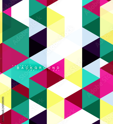 Multicolored triangles abstract background, mosaic tiles concept