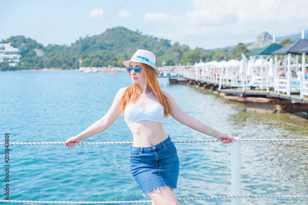 Beauty of new age. Natural pretty young woman in swimsuit near the sea. Size plus and xl women. Swimsuit bikini ,lady at beach Beauty of new age. Natural pretty young woman in swimsuit near the sea. Size plus and xl women. Swimsuit bikini ,lady at beach