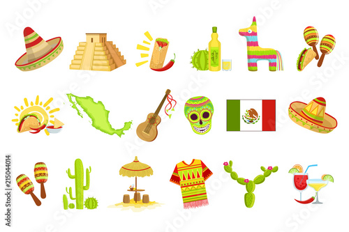 Mexican Culture Symbols Set