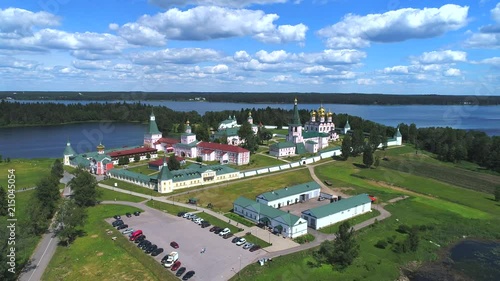 Valdaisky Iversky Bogoroditsky Svyatoozersky monastery. June day (aerial). Russia  photo